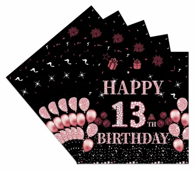 20 Servietten für 13. Geburtstag, Papier, 33x33 cm