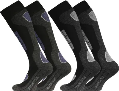 Produktbild von Skisocken, Wintersportsocken, Spezialpolsterung,  2 Paar  - 43 - 46 - Schwarz/Anthrazit-Blau-Hellgrau