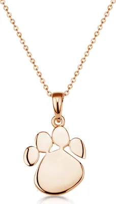 Produktbild von MATERIA Damen Gold Ketten-Anhänger Pfote Silber 925 vergoldet Halsschmuck Tier Tatze mit Halskette KA-408-Rose