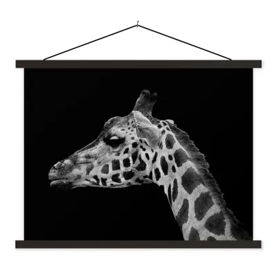 Produktbild von MuchoWow® Textilposter Tiere - Giraffe - Schwarz - Weiß 150x113 cm mit schwarzem Rahmen - Wohnzimmer