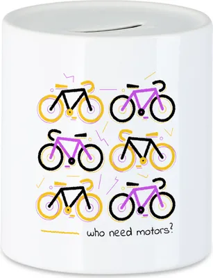 Produktbild von Who Needs Motors Spardose Fahrrad Motiv für Sportbegeisterte und Hobby Radfahrer Fahrradfahrer Fahrradfahrerin