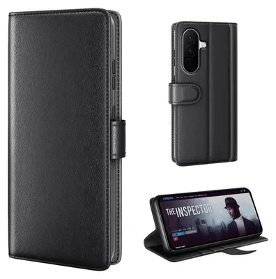 Produktbild von Echtleder Handyhülle für Samsung Galaxy A27 5G Lederhülle Cover Case Tasche Klapphülle Fliphülle Leder Hülle Farbe: Schwarz
