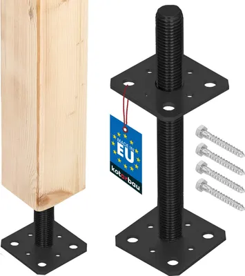 Produktbild von KOTARBAU® Pfostenträger aus pulverbeschichtetem Stahl 80x80x250 mm Anthrazit Pfostenträger Einschlaghülse höhenverstellbar Zaunpfosten Aufschraubhülse Bodenhülse Balkenschuh Bodenanker Balkenschuhe