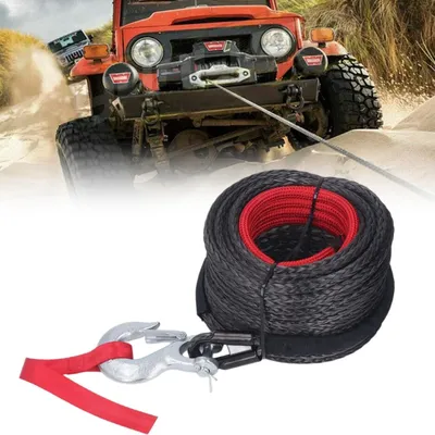 Produktbild von Kunststoffseil Windenseil 8mm x 15m Synthetikseil mit Haken 6000KG Zugkraft für ATV SUV LKW