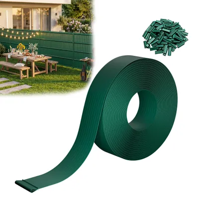 Obrázek produktu pro TRMLBE PVC pásky na ochranu soukromí, role 70 m, zelené, silné, odolné proti UV záření a povětrnostním vlivům, s upevňovacími sponkami, pro plot z tyčových mřížek, do zahrady a na balkon