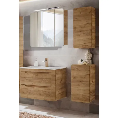 Produktbild von Badmöbel Set LUTON-56-CRAFT in Wotan Eiche Nb., B/H/T ca. 130/200/46 cm