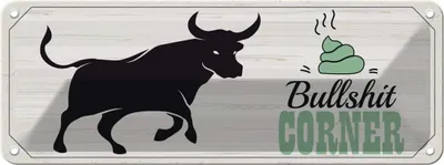 Produktbild von vianmo Blechschild 10x27 cm Bullshit Corner Stier