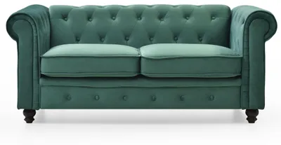 Image de MENZZO Grand canapé 2 places Chesterfield Velours Vert