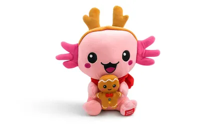 Produktbild von Weihnachts Axolotl Kuscheltier 25 cm Rosa Plüschtier mit Rentierhörnern Weiches Stofftier Weihnachtsgeschenk für Kinder