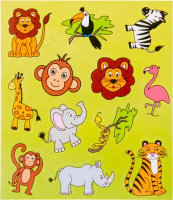Produktbild von 12er Set Aufkleber mit Wildtiermotiven