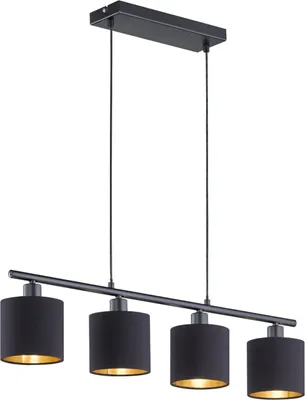 Produktbild von Reality Leuchten Pendelleuchte Tommy 4-flammig, E14, schwarz gold