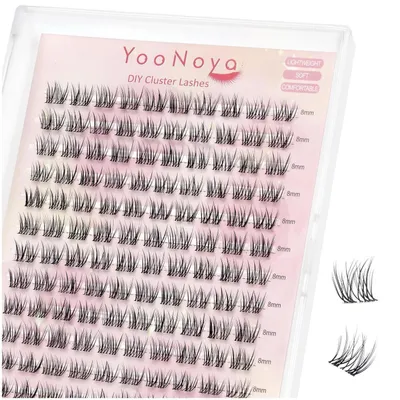 Image de Extensions de cils, 140 pièces, 8 mm, recourbure C, clusters de cils transparents, pour application manuelle