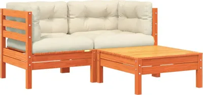 Produktbild von vidaXL Gartensofa mit Kissen und Hocker 2-Sitzer