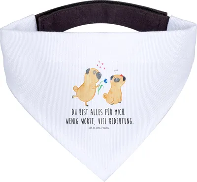 Produktbild von Mr. & Mrs. Panda Hunde Halstuch Mops Verliebt - Weiß - Geschenk, Partner, Sprüche, Hund, Knuffig, Liebe, Für, Hundehalstuch, Tuch, Pure
