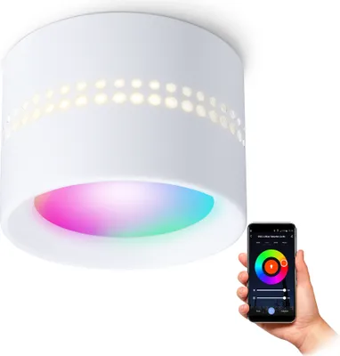 Produktbild von SSC-LUXon ALAPI Deckenspot weiß rund inkl. Smart Home GX53 LED Wifi RGBW - Aufputz Leuchte LED kompatibel mit Alexa, Siri & Google