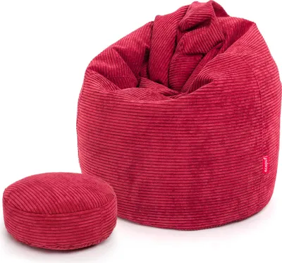 Produktbild von Ecopuf - Pouf Sessel Sacco XL mit Cord-Samt-Polsterung & Fußstütze, Farbe Sz94