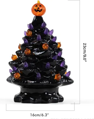 Zdjęcie produktu dla Podświetlane ceramiczne drzewko Halloween Dekoracja stołowa Halloween Drzewko Halloween Dynia Światło