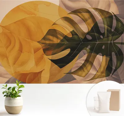 Obrázek produktu pro Samolepicí fototapeta – 104 x 70 cm – tapeta – nástěnná tapeta – nástěnné obrazy – samolepicí fólie – dekorativní fólie – tapetová fólie – stěna – dekorace – obývací pokoj – abstraktní listy