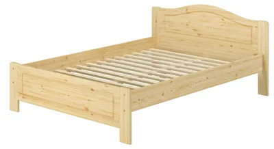 Produktbild von Kieferbett natur Doppelbett 140x200 Futonbett Bett breit Massivholzbett Zubehör wählbar V-60.37-14Rollrost inkl.
