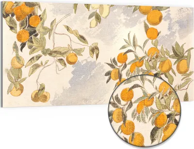 Produktbild von DEQORI Hybrid Leinwand Bild 100x50 cm 'Orangenpracht' Wandbild Glas flach modern