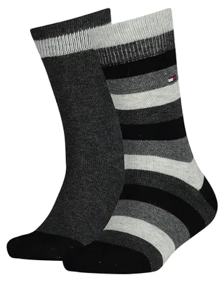 Immagine prodotto di Tommy Hilfiger - Calzini per bambini, a righe (confezione da 2) NA690 (35 EU - 38 EU) (grigio/nero)