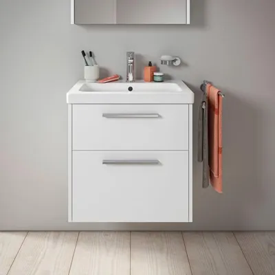 Produktbild von Duravit D-Code Waschtischunterbau 58,4 cm, 2 Auszüge, Griff chrom