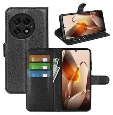 Immagine prodotto di Per OnePlus 13 Custodia protettiva Smart Book Wallet in Pelle finta nera