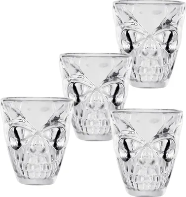 Image de 4 verres à shot - tête de mort - plastique - env. 50 ml