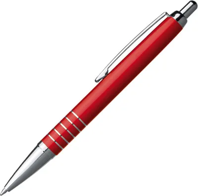 Produktbild von 5 Kugelschreiber / aus Aluminium / mit 5 Zierringen / Farbe: rot