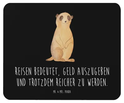 Produktbild von Mr. & Mrs. Panda Mouse Pad Erdmännchen - Schwarz - Geschenk, pc mausunterlage, Roadtrip, Reisen, Afrika, mauspad laptop, Traveling, Spruch, Mousepad, mousematte