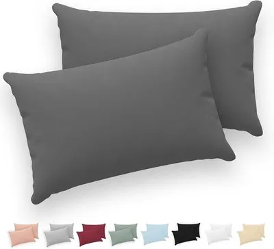 Produktbild von Famanu Kissenbezüge 40x70 Set von 2 – 100% Baumwoll-Jersey – Anthrazit