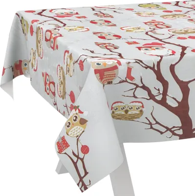Produktbild von Tischdecke Weihnachten Eulen Weihnachten Bunt 2000x140cm Schnittkante Wachstuch abwaschbar