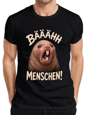 Zdjęcie produktu dla T-shirt męski, czarny, rozmiar L, z motywem: "Bääähh", "Ludzie", "Naczelenie", "Śmieszne", "Misanthrop", "Antyspołeczny", "Prezent"