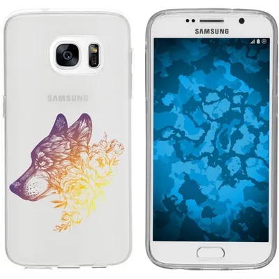 Produktbild von PhoneNatic Case kompatibel mit Samsung Galaxy S7 Silikon-Hülle Floral Wolf M3-3