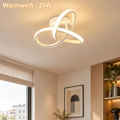 Obrázek produktu pro LED stropní svítidlo, 20W, 25 cm, moderní design, bílá barva. Stropní lampa, 3000K, teplá bílá. Vhodné do ložnice, jako stropní lampa, nebo do chodby.