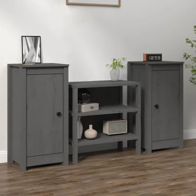 Produktbild von vidaXL Sideboards 2 Stk. Grau 39x35x80 cm Massivholz Kiefer