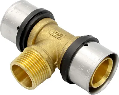 Produktbild von Pressfitting T-Stück 32x3 3/4 Zoll 32x3 mm AG TH Kontur Verbundrohr