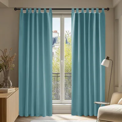 Obrázok produktu pre Záclony s pútkami, termoizolačné záclony, ochrana proti chladu, ochrana proti teplu, 260 x 140 cm, nebesky modrá, sada 2 kusov