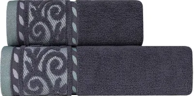 Produktbild von Handtuch, Baumwollhandtuch mit Rand Victoria 70x140cm Dunkelgrau