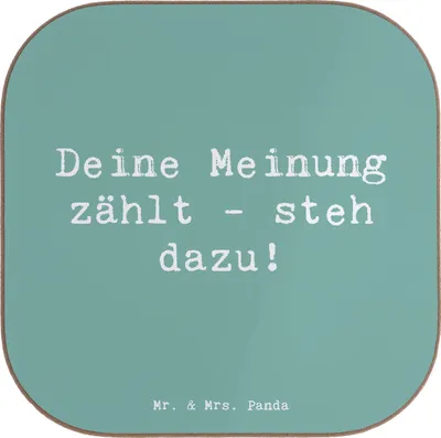 Produktbild von Mr. & Mrs. Panda Tassen Untersetzer Spruch Mutig zu Meinungen - Meeresbrise - Geschenk, Trost, Coaster, Gläser, Vertrauem, eigene Meinung, Authentizität, Zuversicht, für