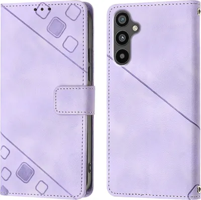 Produktbild von Hülle für Samsung Galaxy A34 Prägung Flip Leder Brieftasche Schutzhülle mit Ständer Lila