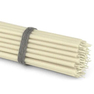 Produktbild von 50x Altarkerzen Weiß Rußfrei Tropffrei dünn L 16cm Premium Paraffinwachs 36117
