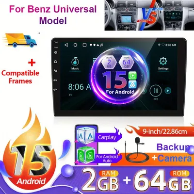 Immagine prodotto di Autoradio Android per auto – Doppio DIN – Schermo touchscreen da 9 pollici – CarPlay e Android Auto wireless – GPS e telecamera