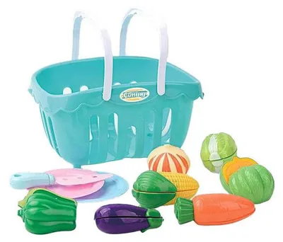 Image de Set de découpe de légumes jouets dans un panier avec accessoires - Jouets éducatifs
