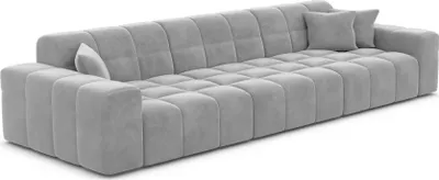Produktbild von Samtstoff 4-Sitzer Couch Nivara Hellgrau