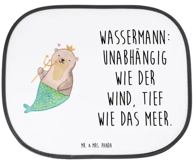Produktbild von Mr. & Mrs. Panda Sonnenschutz Auto Wassermann Astrologie - Weiß - Geschenk, Fürs, Sonnenblende, Scheibenschutz, Sternzeichen, Seitenscheibe, saugnapf, Geburtstagsgeschenk