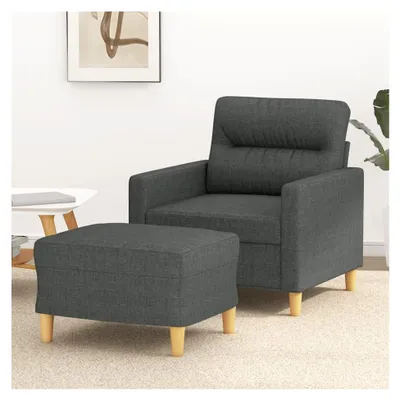Produktbild von Sessel mit Hocker Dunkelgrau 60 cm Stoff