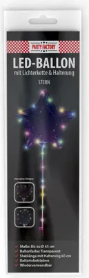 Produktbild von LED Ballon Stern 45cm transparenter Ballon beleuchtet in Stern-Form ein Highlight für jede Party