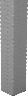 A tall, rectangular planter with a woven rattan-like texture, shown from a slight angle against a white background.
