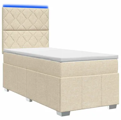 Produktbild von LED Boxspringbett mit Matratze Creme 100 x 200 cm Stoff